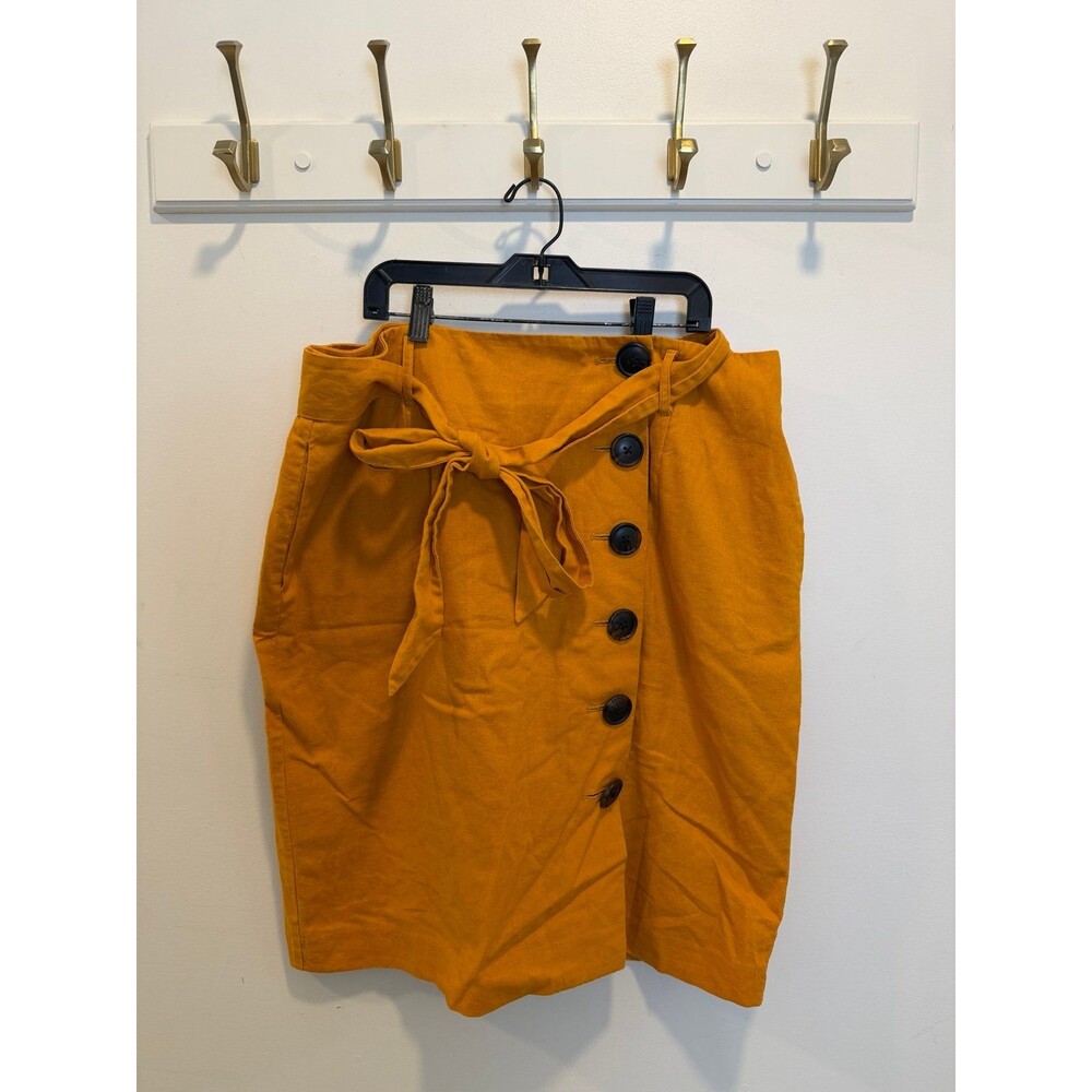 Boden Linen Blend Button Skirt